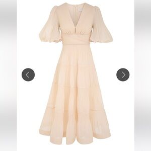 NWT Zimmerman Cream Tiered plissé-taffeta Midi Dress